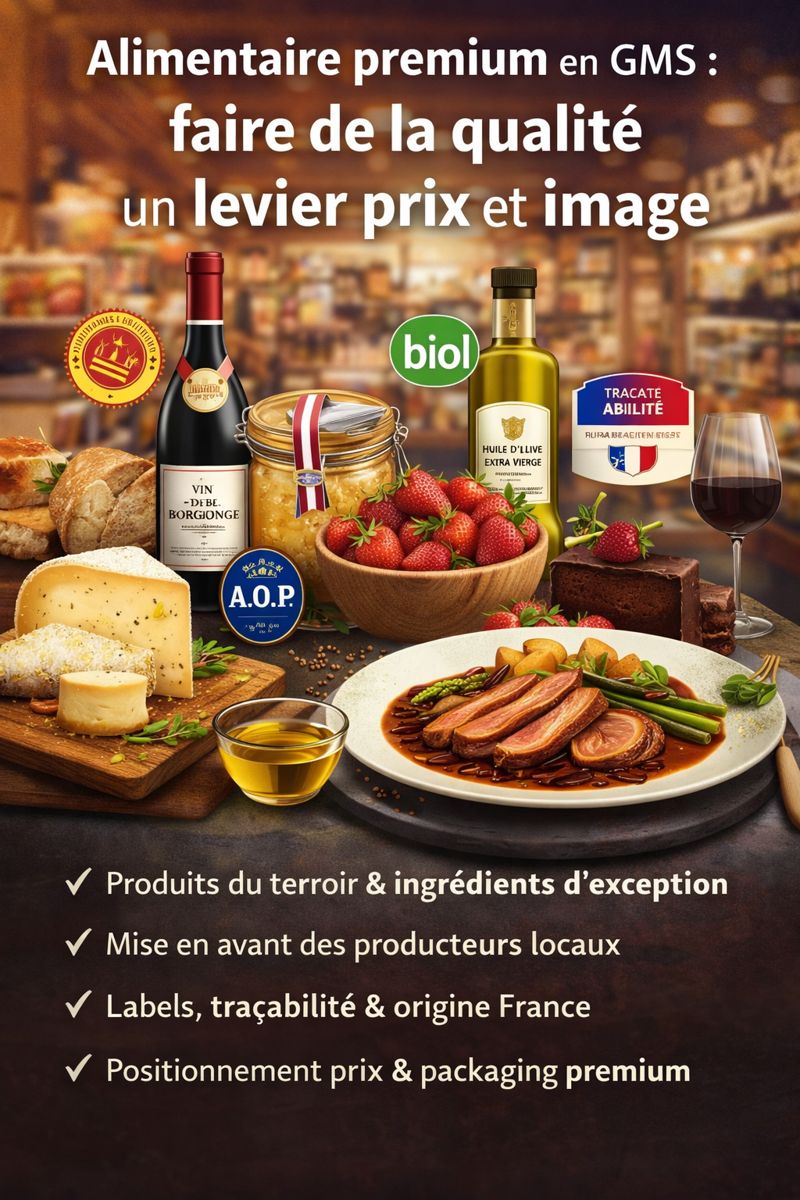 🧀 Alimentaire premium en GMS : faire de la qualité un levier prix et image