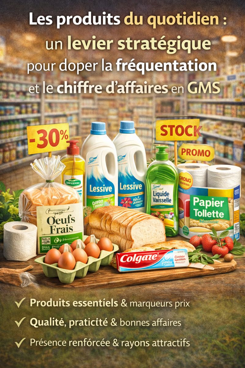 🧺 Les produits du quotidien : un levier stratégique pour doper la fréquentation et le chiffre d’affaires en GMS