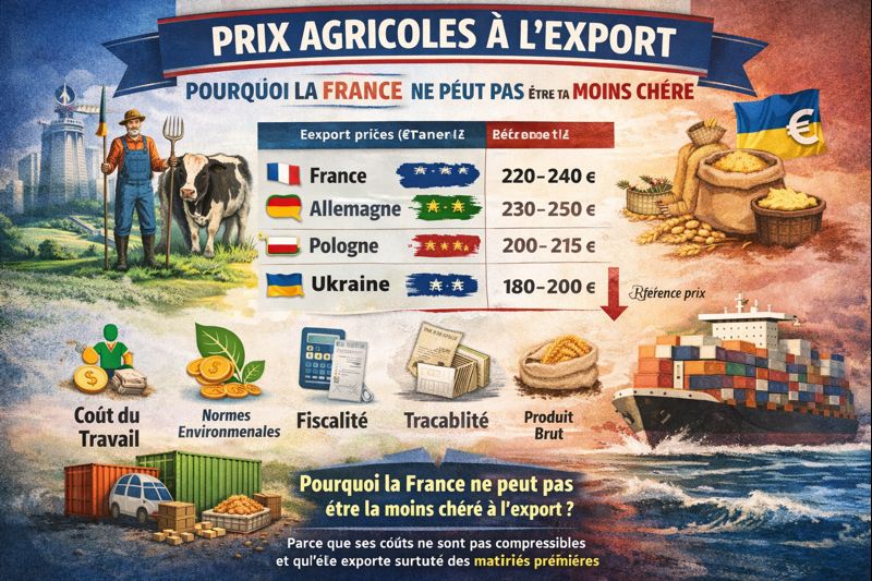 📉 Prix agricoles à l’export : pourquoi la France ne peut pas être la moins chère