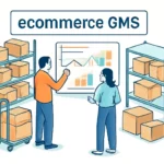 Illustration dâun tableau de bord ecommerce GMS montrant lâĂ©volution des ventes en ligne dâune enseigne
